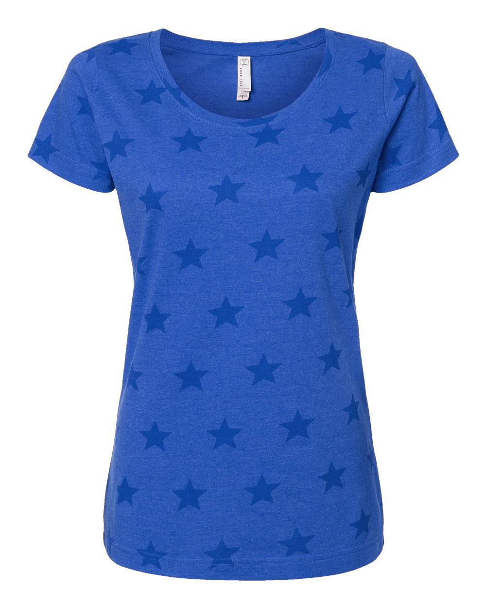 Women's Star Print Scoop Neck Tee - 3629 41