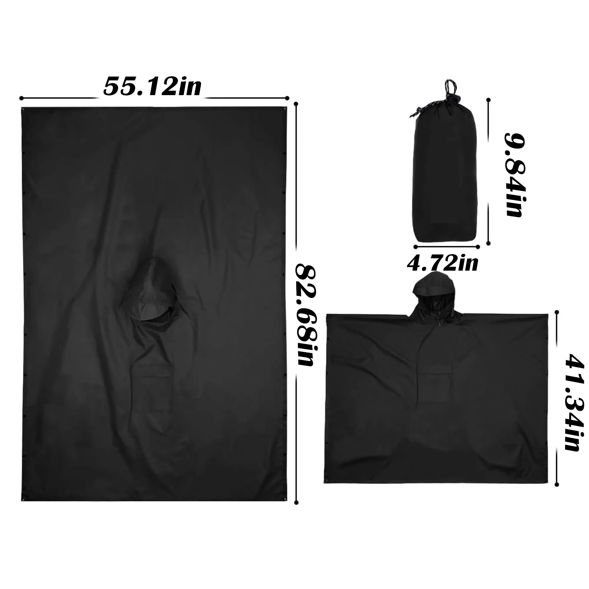 Hooded Rain Poncho Waterproof Raincoat Jacket 3