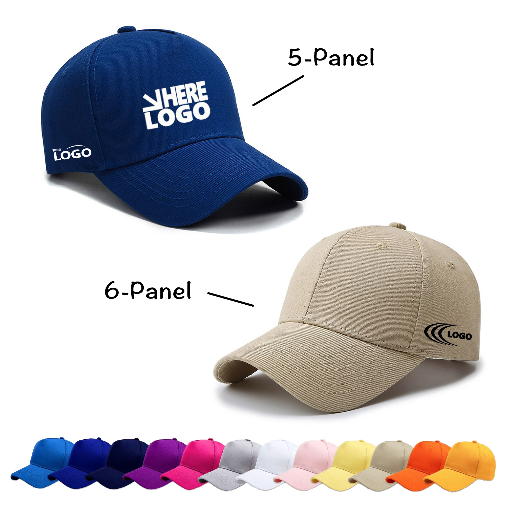 Cotton Twill 5/6-Panel Cap with Front & Side Embroidery 1