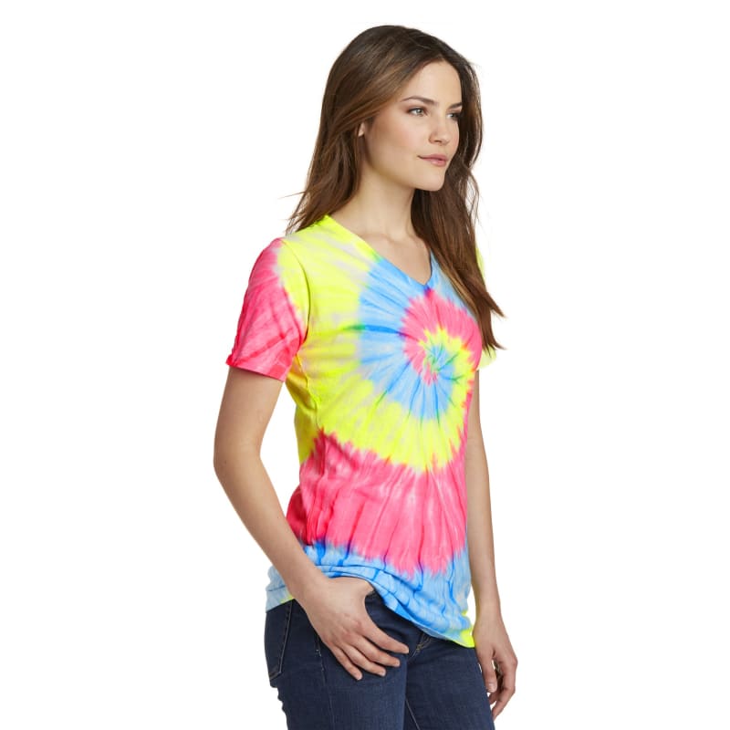 Port & Company Women's Tie-Dye V-Neck Tee. 54