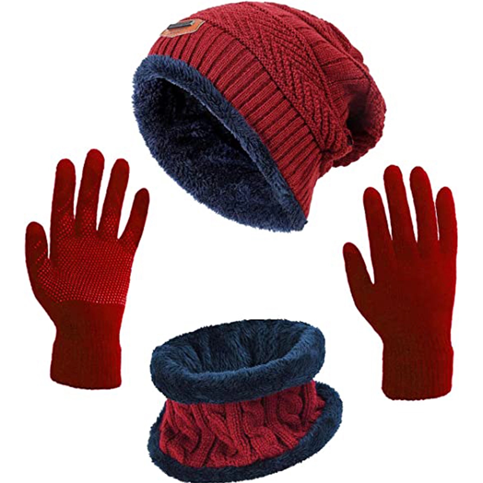 Winter Hat Scarf Gloves Slouchy Beanie Snow Knit Skull Caps 4