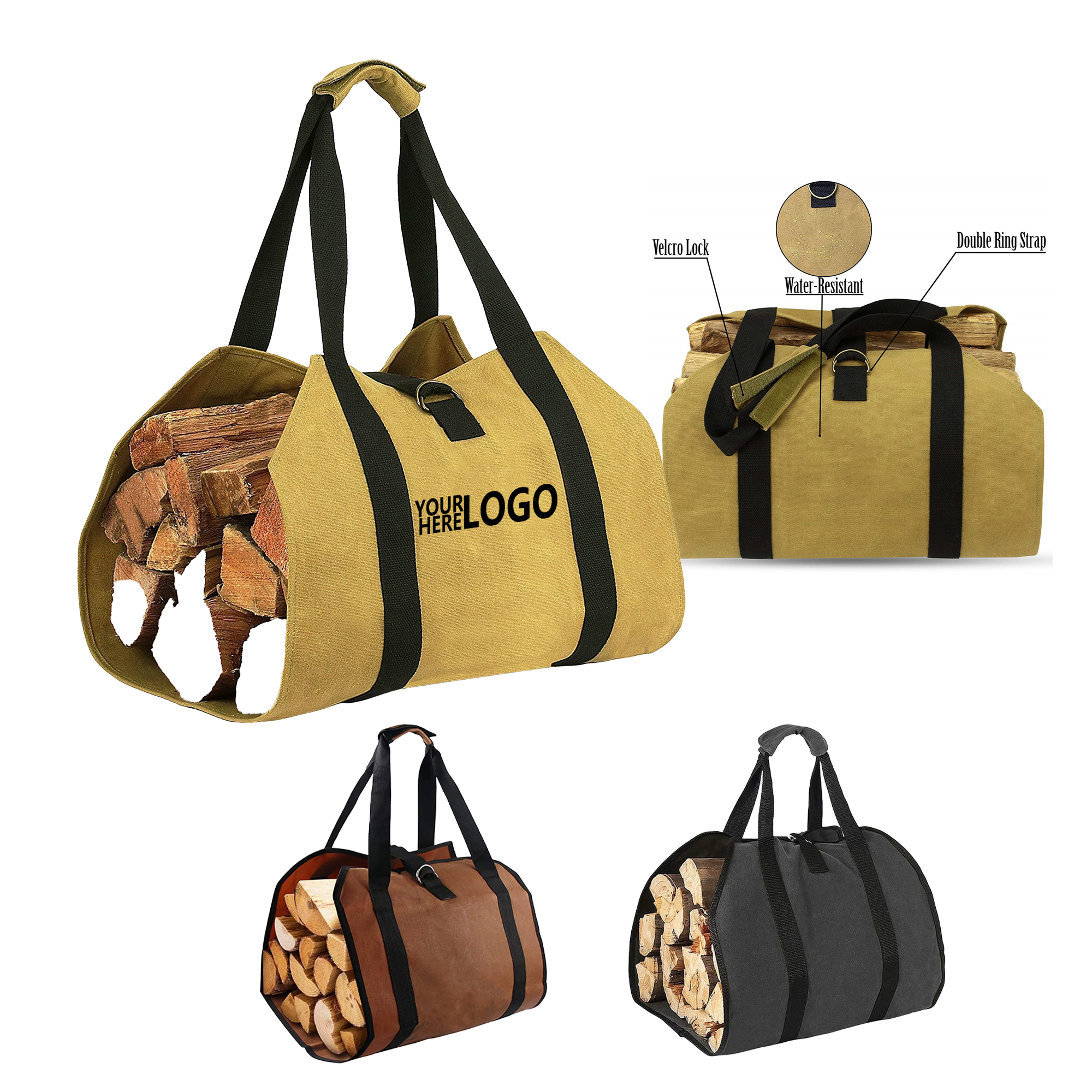Outdoor Firewood Tote in Oxford Fabric, custom tote bag with logo imprint 2