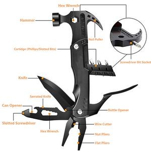 Multi Tool Kit With Claw Hammer Stainless Steel Construction 11