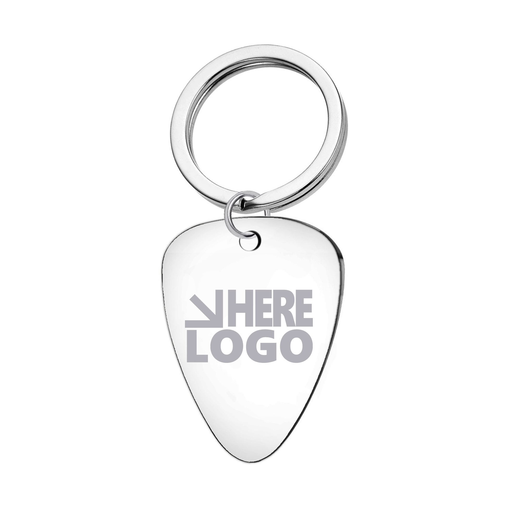 MOQ 20 Stainless Steel Guitar Pick Keychain 2
