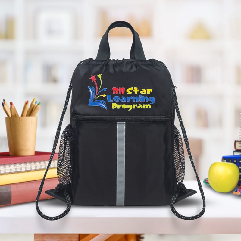 Drawstring Sports Backpack Bags With Bottle Holders 21