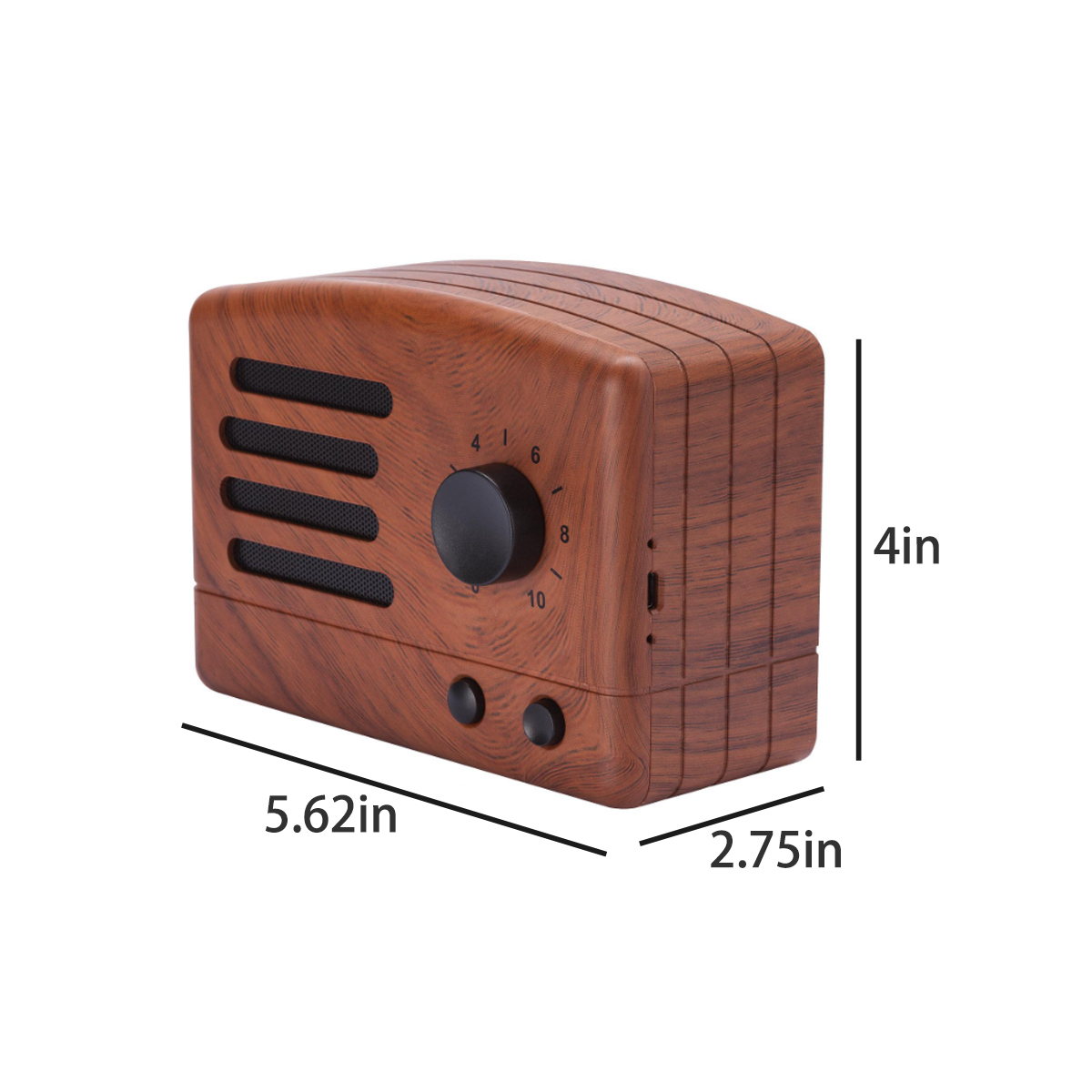 Retro Wood Grain Bluetooth Speaker with Volume Dial 3
