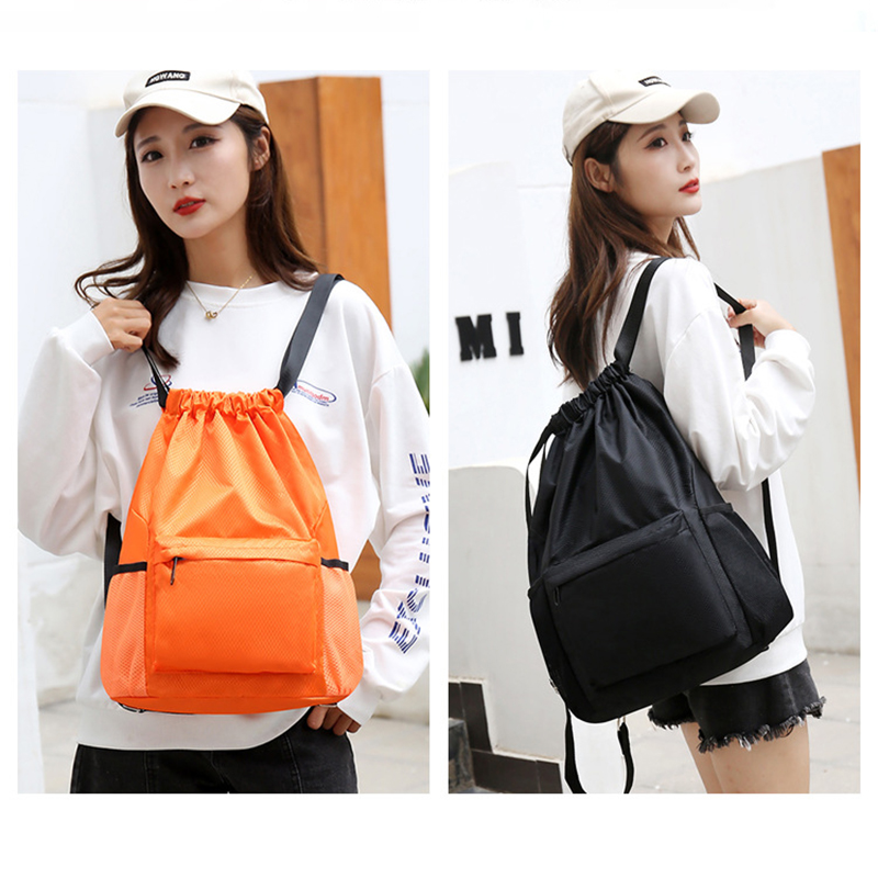 Waterproof Large Sports Drawstring Backpack w/Adjustable Shoulder Strap 27