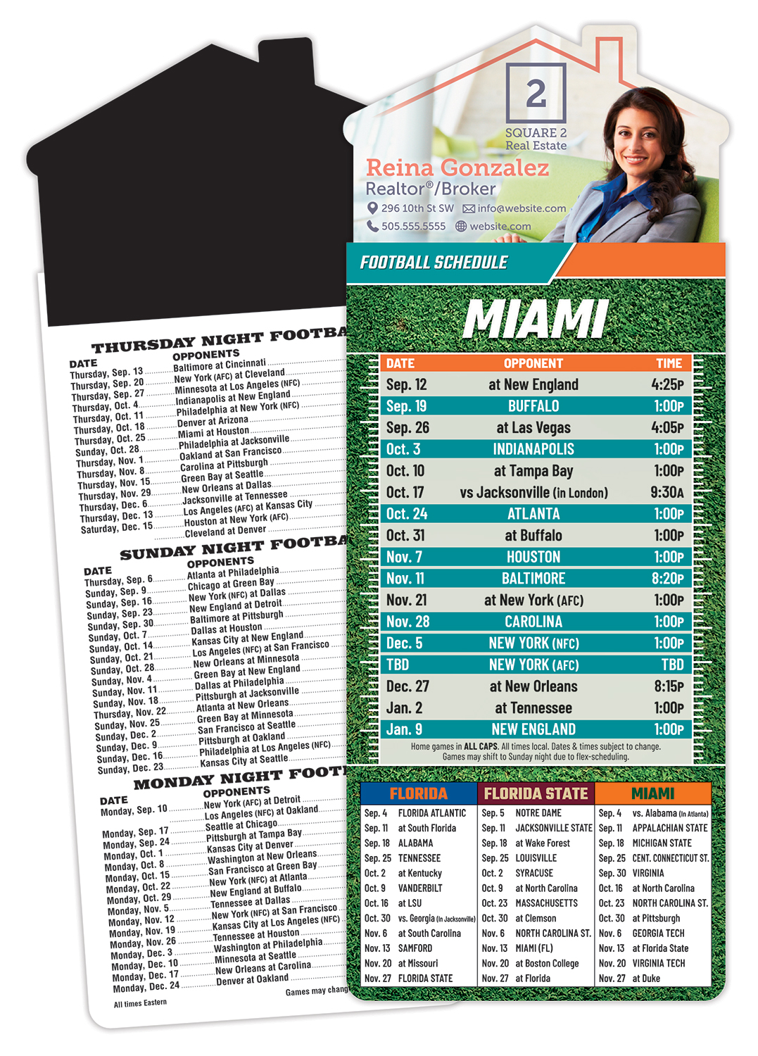 Magna-Card House Shape Magnet Football Schedules (3.5x9)