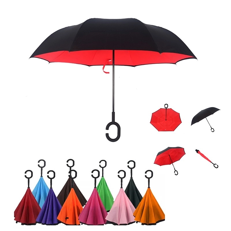 Reverse Folding Umbrella with C-Shaped Handle 3