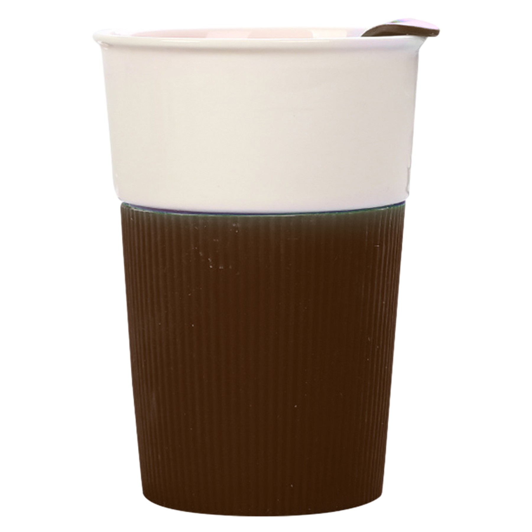 Ceramic Coffee Cup W/ Silicone Lid 8