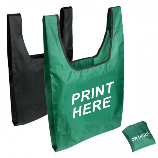 Polyester Grocery Folded Tote Bag, custom tote bag with logo imprint 4
