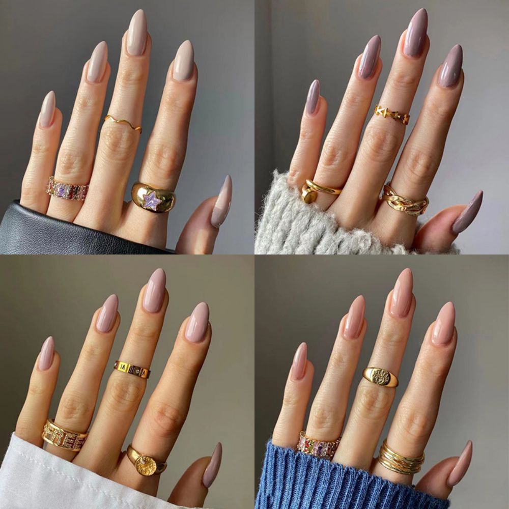 Solid color 24 pcs Press on Nails 6
