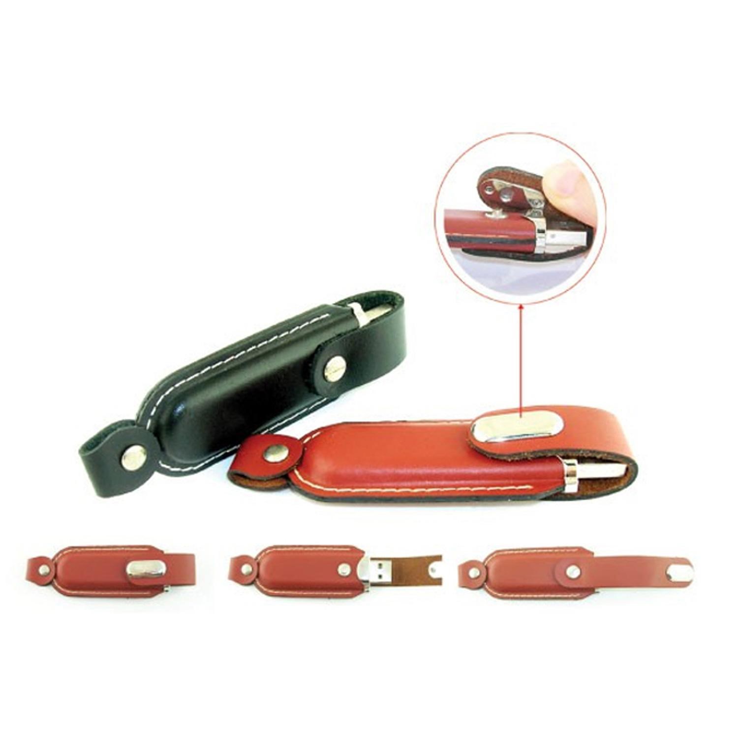 Leather USB Drive with Snap Fastener and Keyloop 8