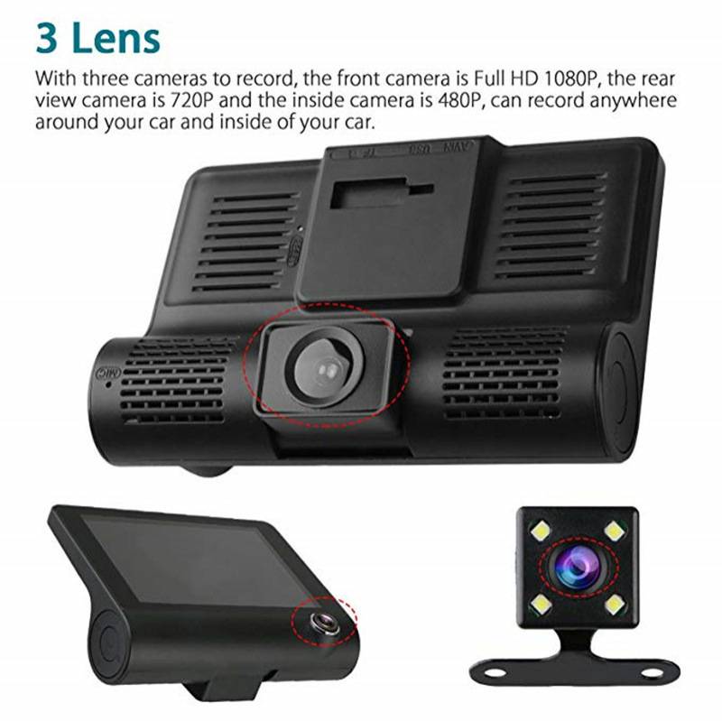 4-Inch 3 Lens 1080p HD Dash Cam Recorder 9