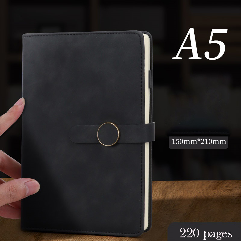 A5 PU Leather Hardcover Notepad W/Round Metal Buckle 16