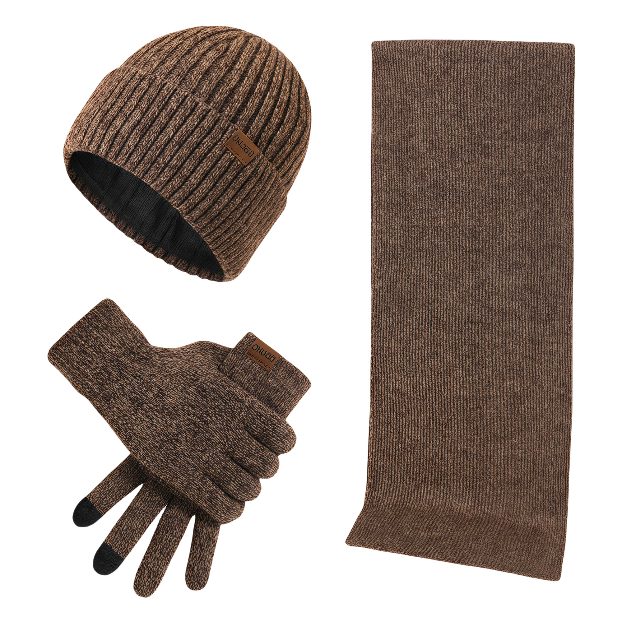 Winter Warm Knit Hat Scarf Gloves Set 5