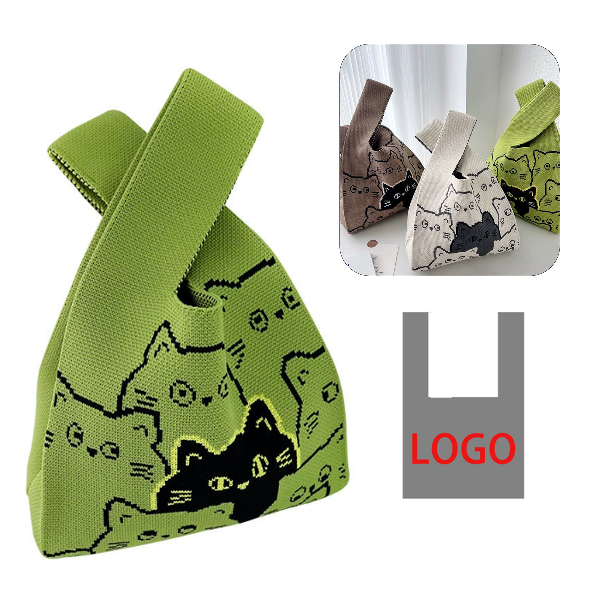 Knitted Jacquard Tote Bag, custom tote bag with logo imprint 5