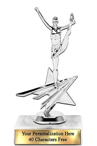 Trophy: 7", 2x3 white marble base, All Star Cheer 2