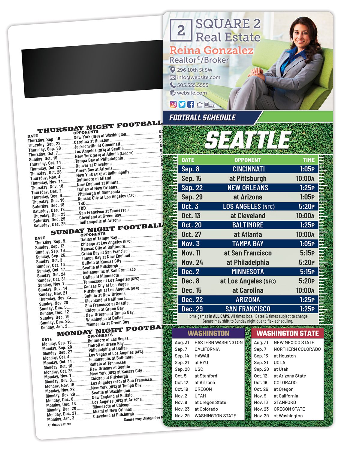 Football Schedule Laminated Card/Postcard with Magnet Strip 3.5x8.5 - 14 pt. 1