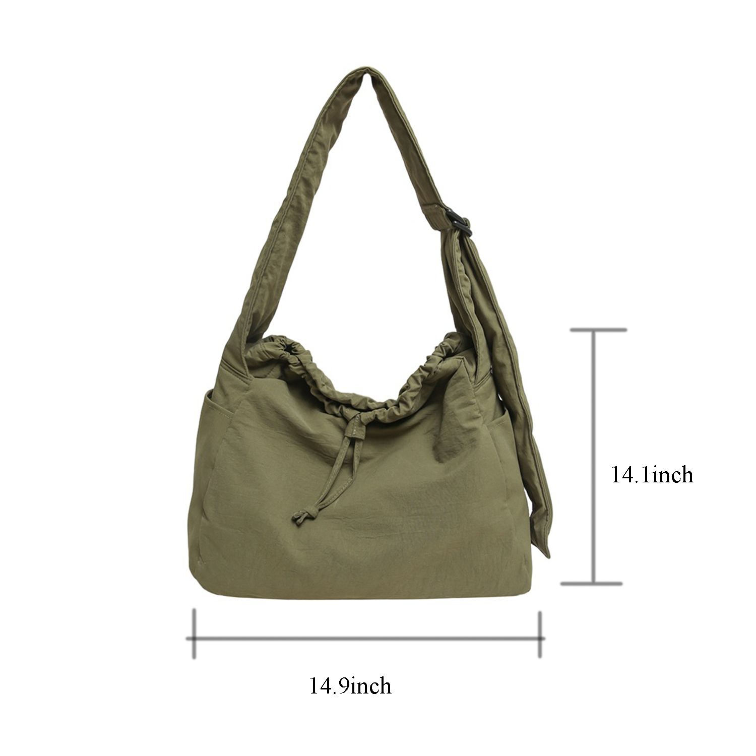 Water Resistant Nylon Drawstring Crossbody Tote Bag 4