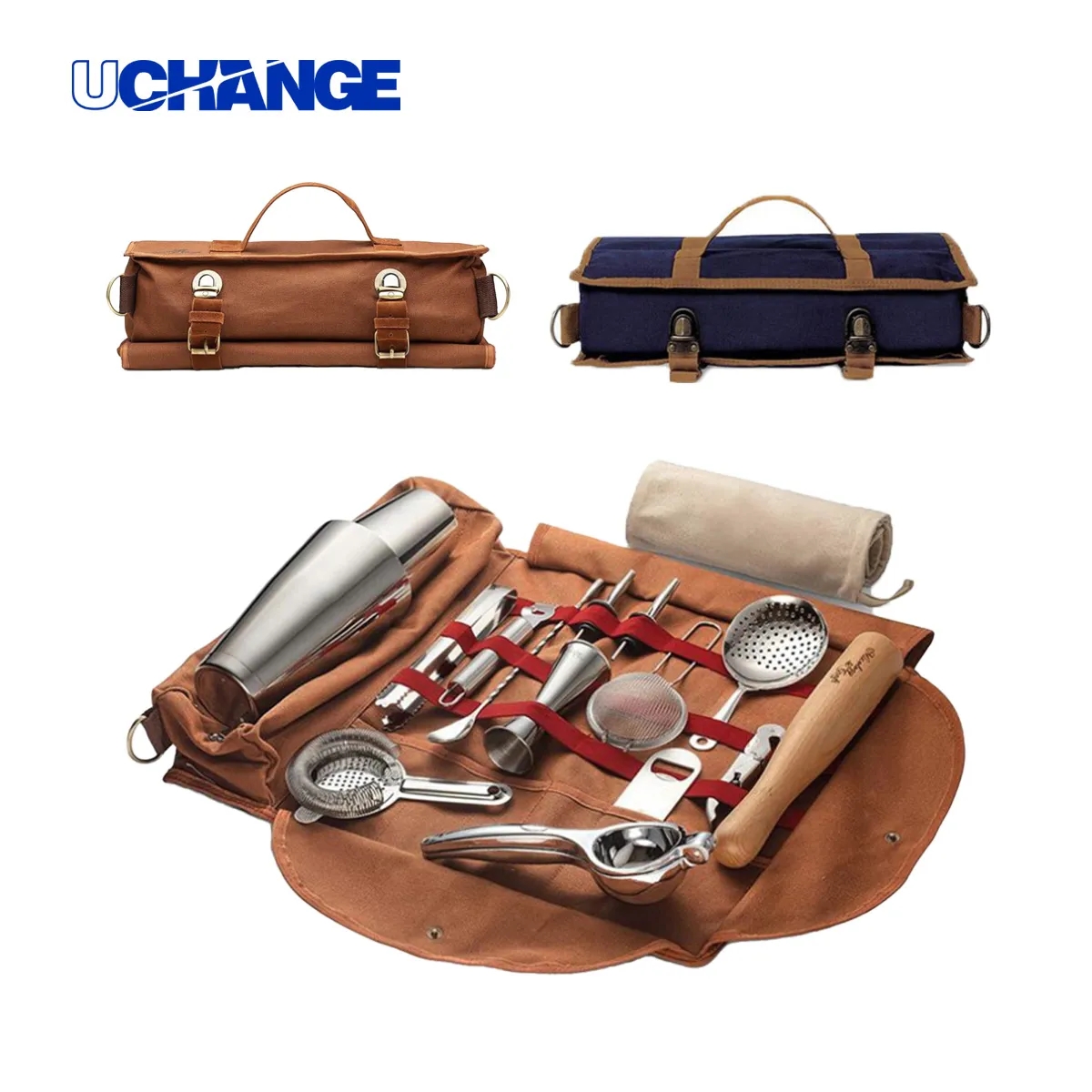 Canvas Bartender Tool Roll Up Organizer Travel Bag 6