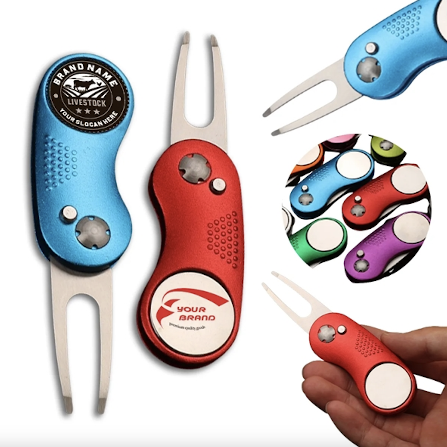 Custom Foldable Metal Golf Divot Repair Tool 1