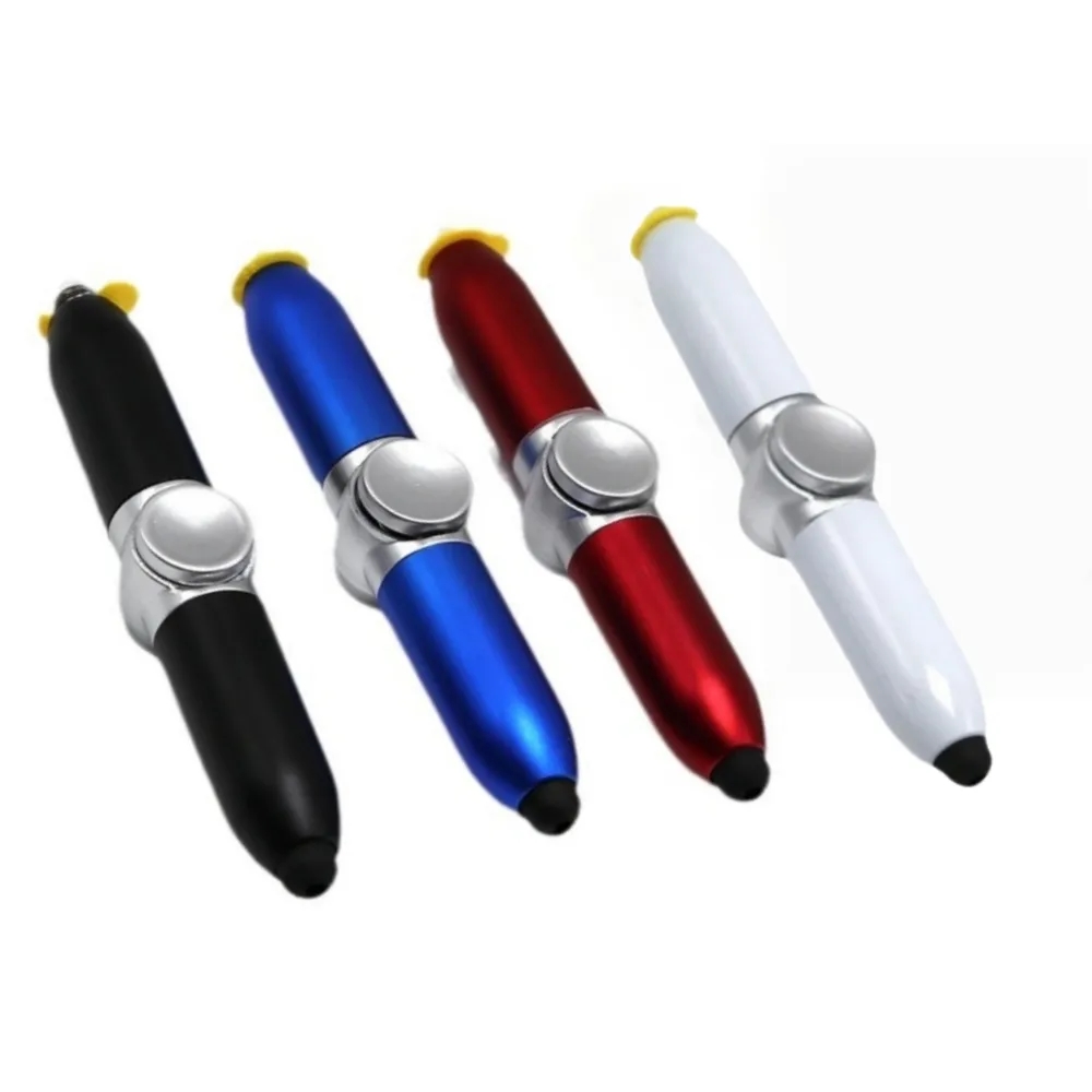 Metal Spinning Fidget Ballpoint Pen with LED Light 2