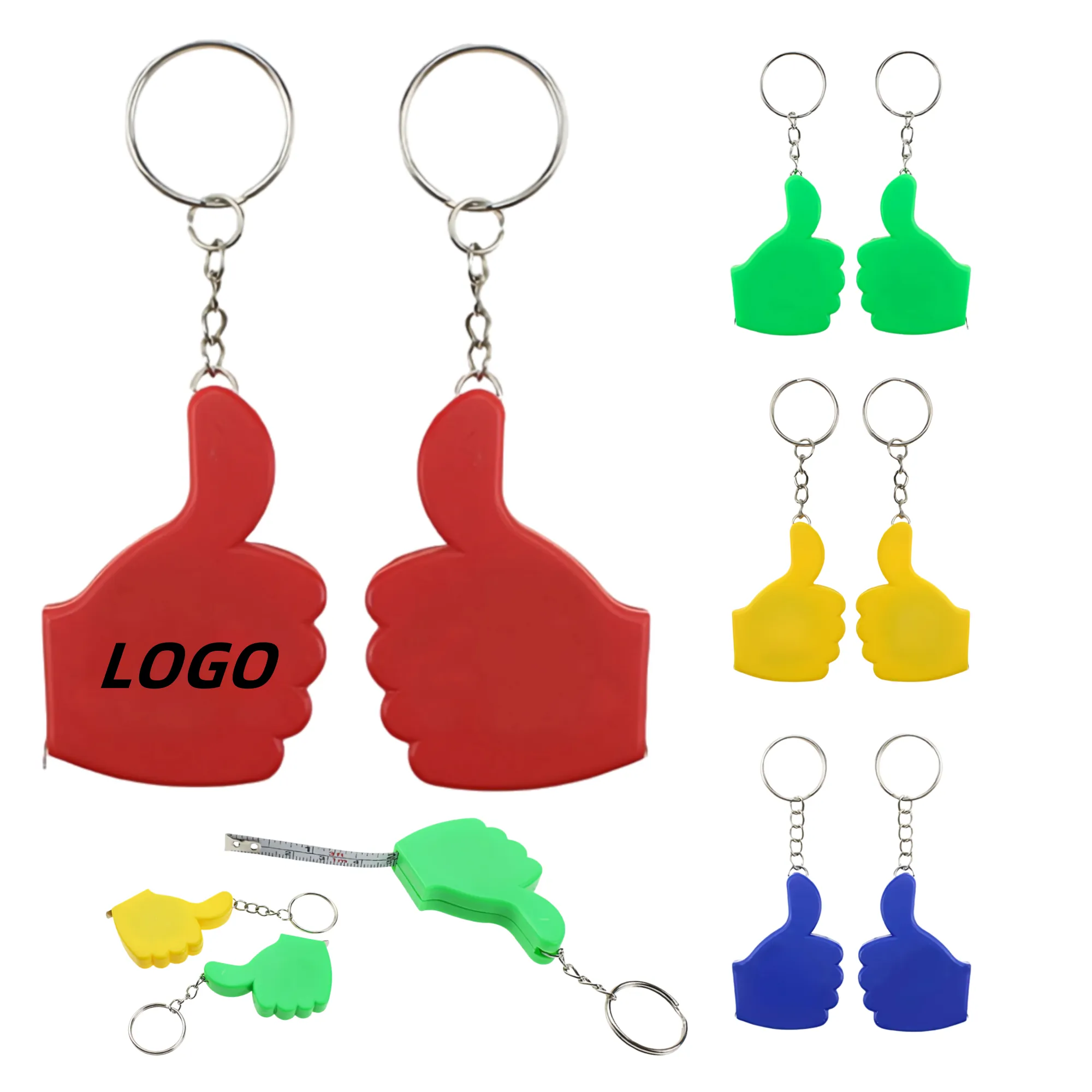 Multicolor Thumbs Up Tape Measure Keychain 2