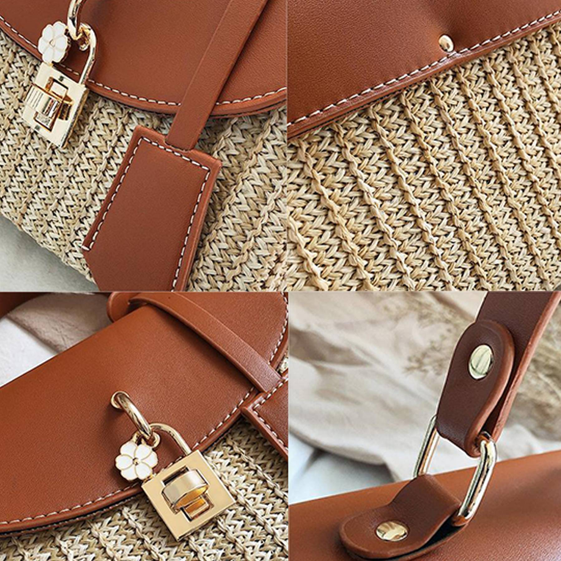 Jute/Burlap Straw Fashion Rattan Shoulder Cross-body bag 3