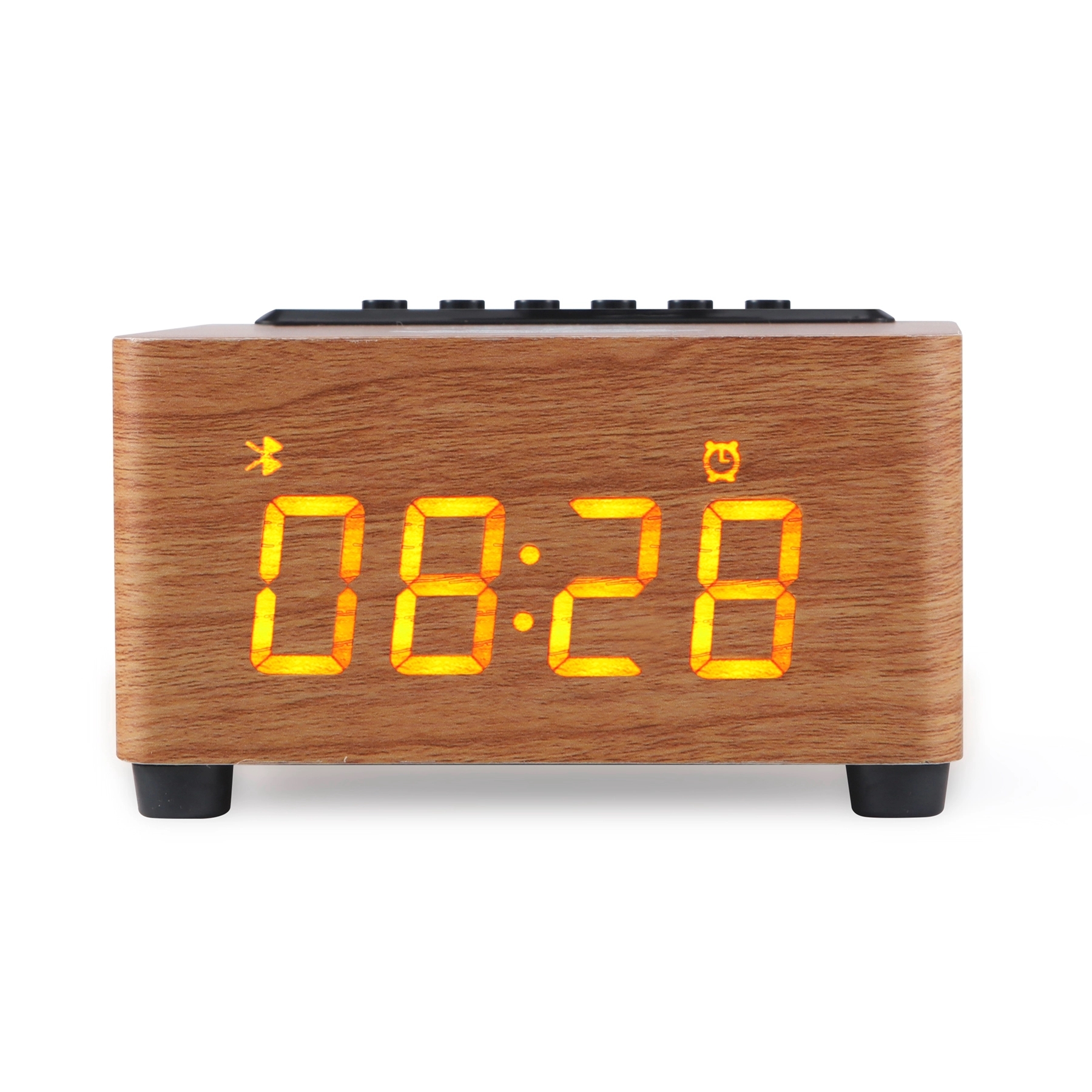 K2 Wooden 10 W Wireless Charger with Alarm Clock & Speaker 10