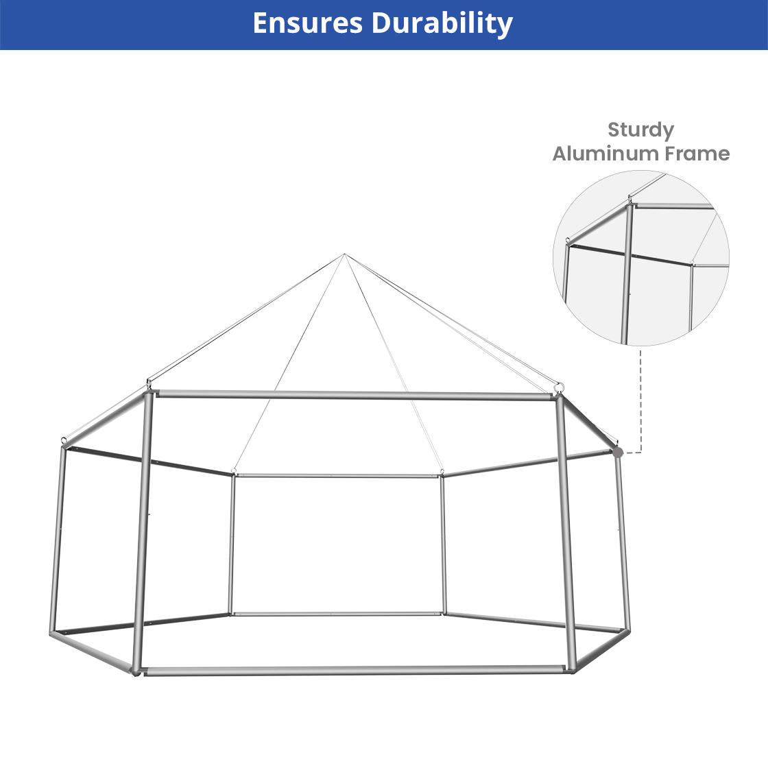 Skytube Hexagon Hanging Sign (10' x 5') Single Sided - Graphic & Hardware Combo 6