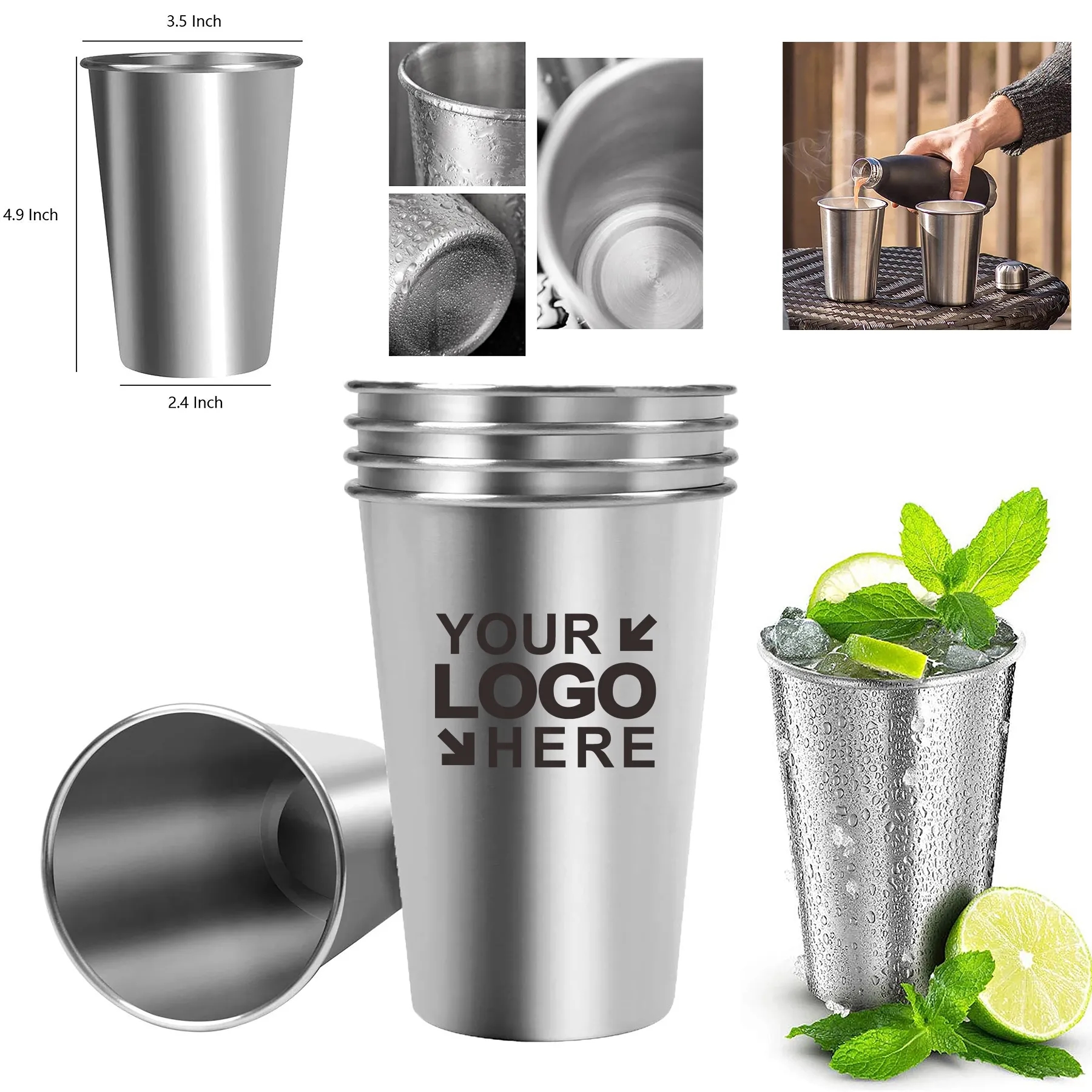 17 Oz. Stainless Steel Pint Cup 2