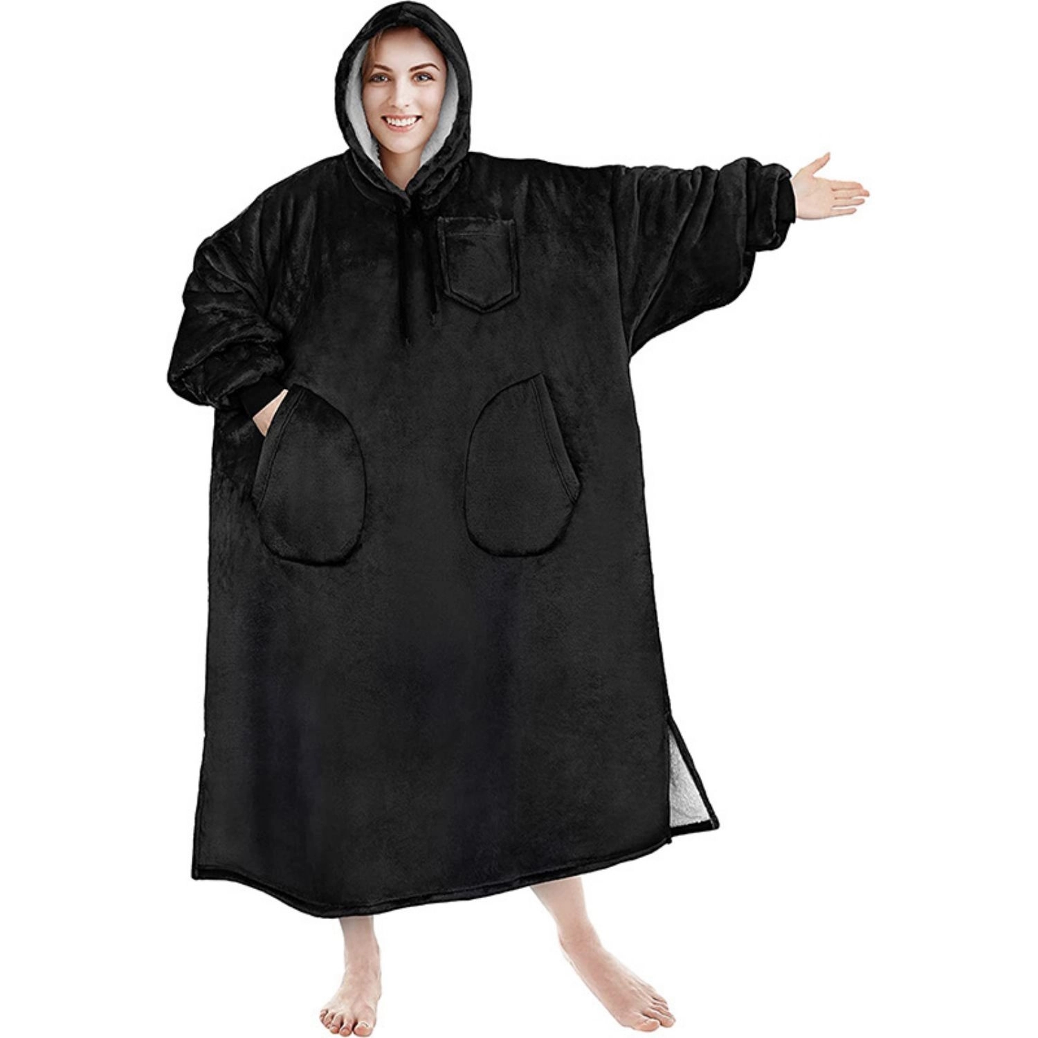 Oversized Microfiber & Sherpa Wearable Blanket 7