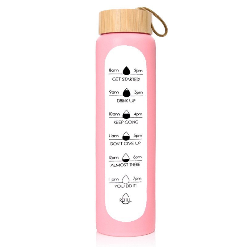 32oz Reusable Glass Bottle w/ Time Mark 12