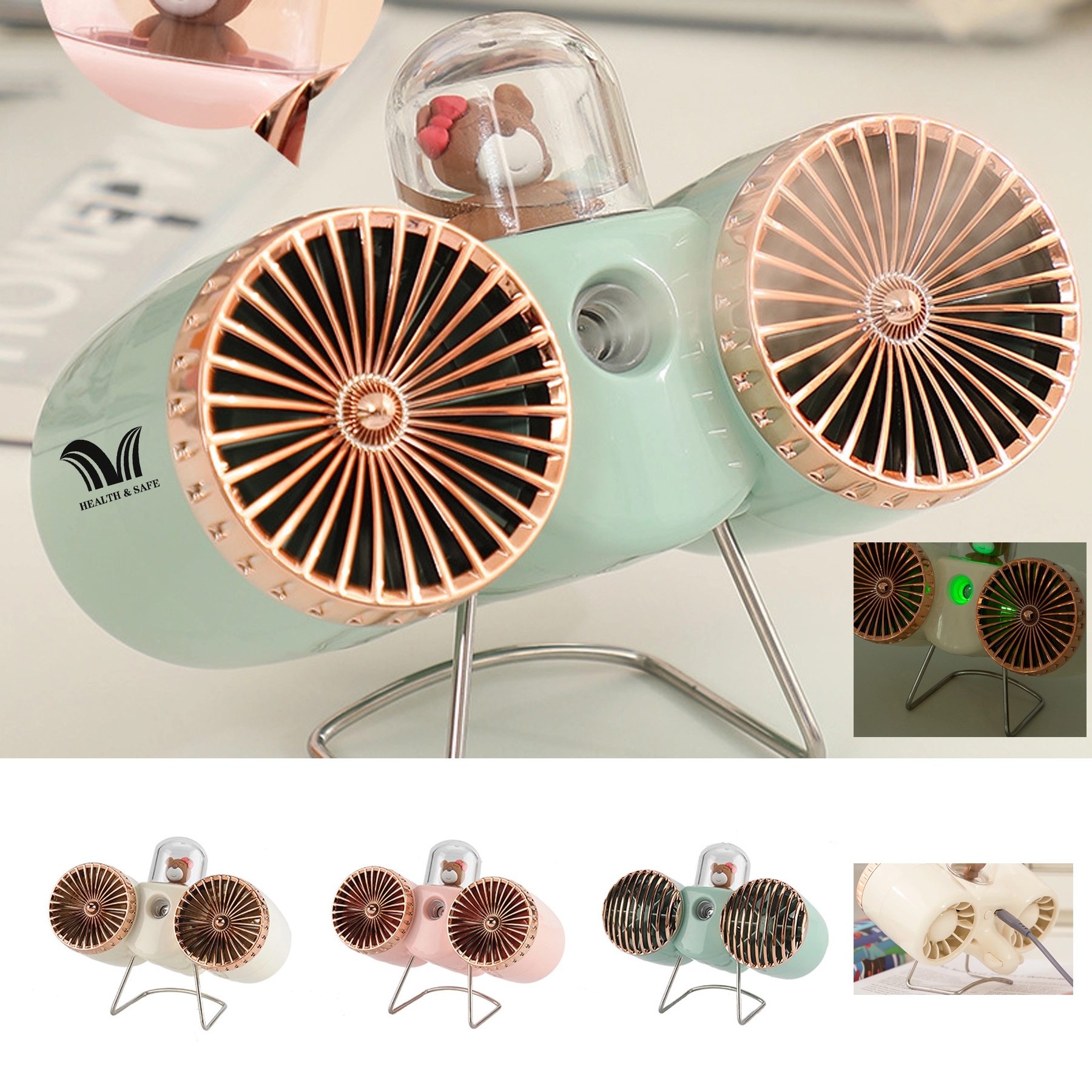 Usb Double-Blade Spray Desk Fan Portable Smart 3