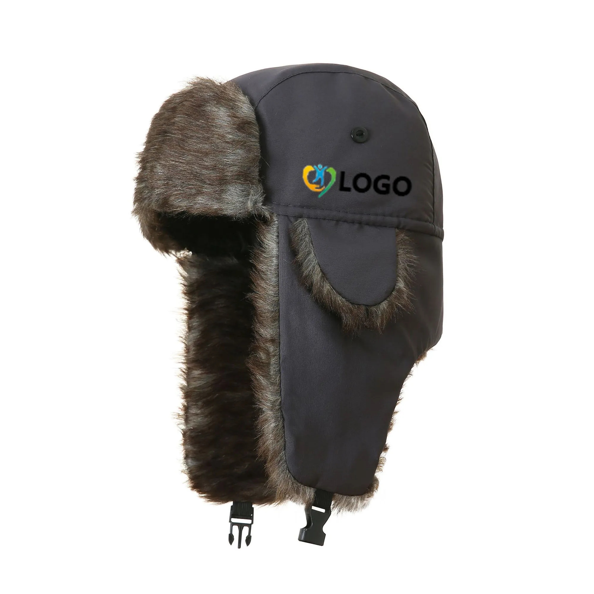 Winter Hat with Brim Warm Earflaps Faux Fur Cap 2