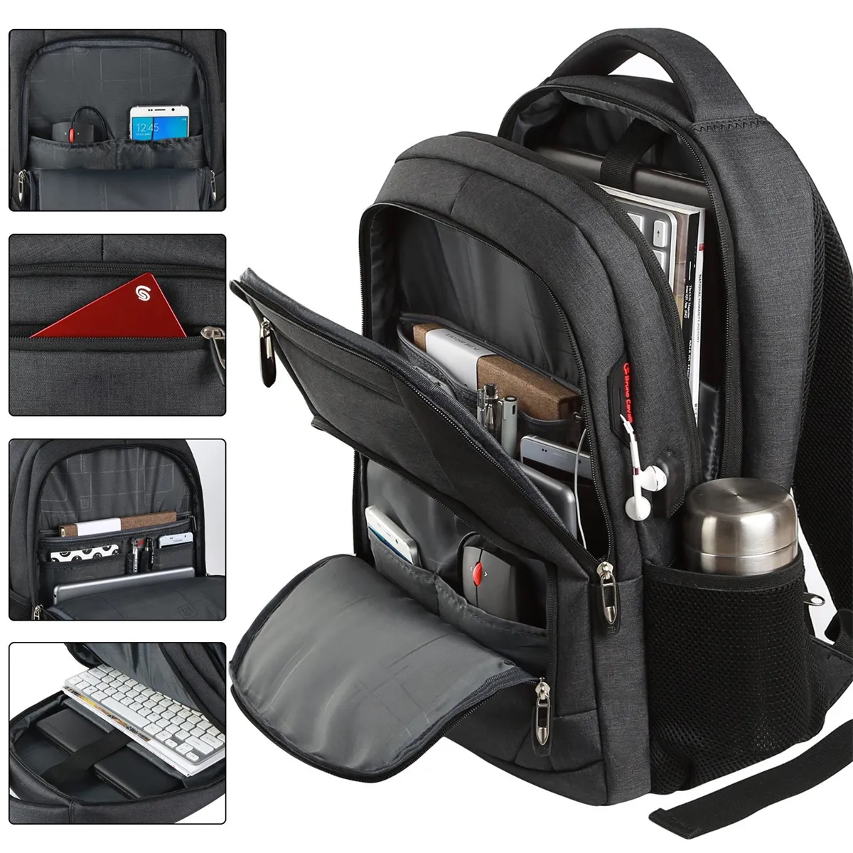 18in Business Travel Laptop Backpack College Computer Bag 7