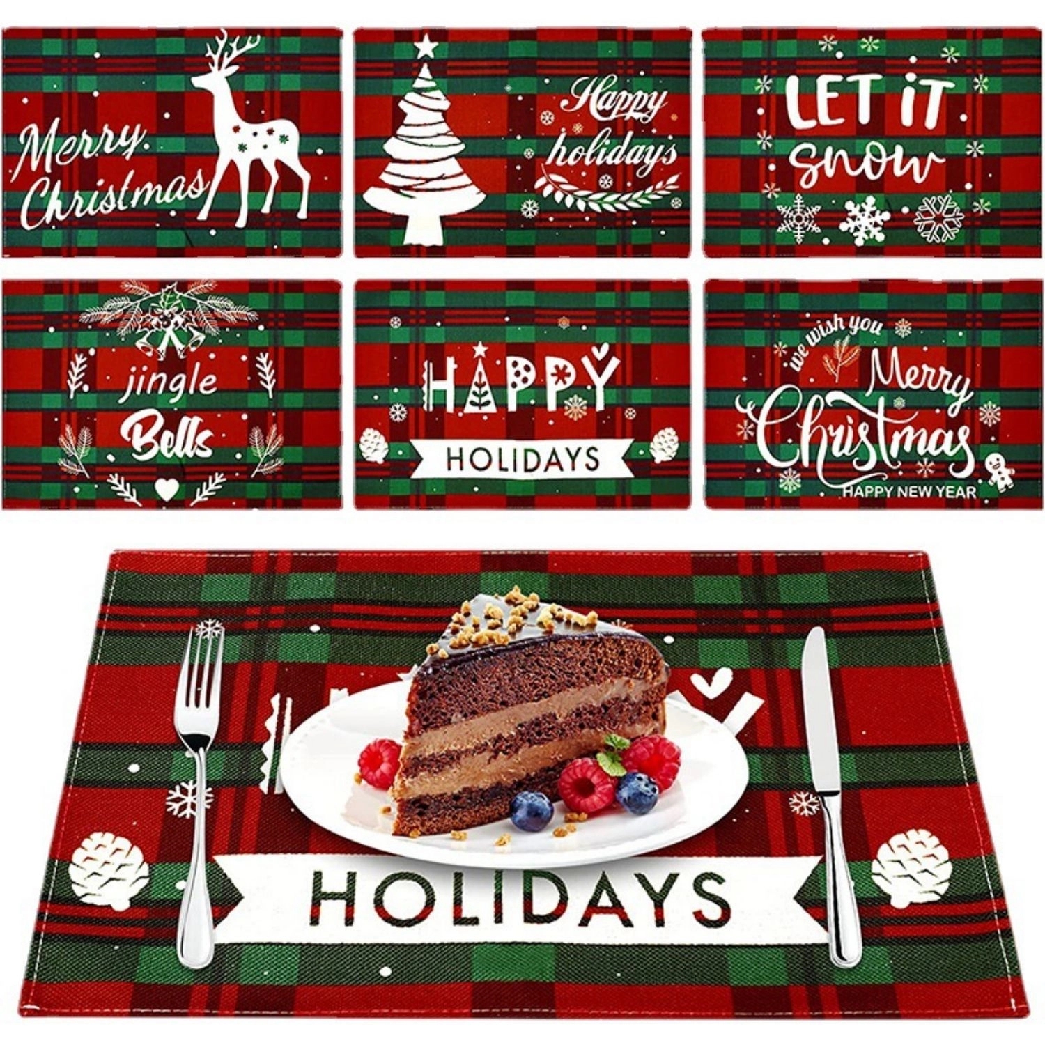 Christmas Linen Dinner Napkins Waterproof 2