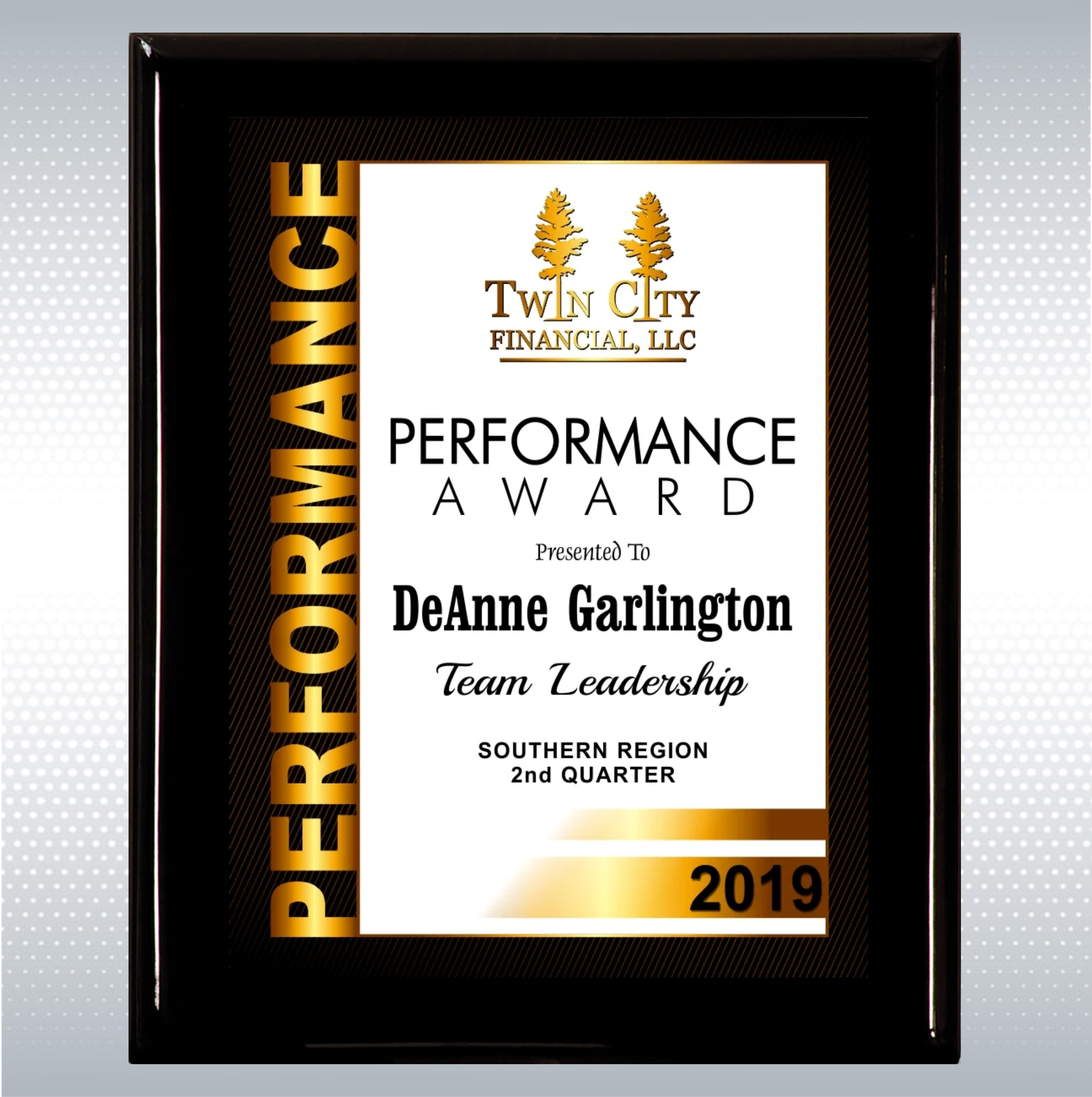 Black Piano Finish Wood Plaque w/Full Color Sublimated Plate 9