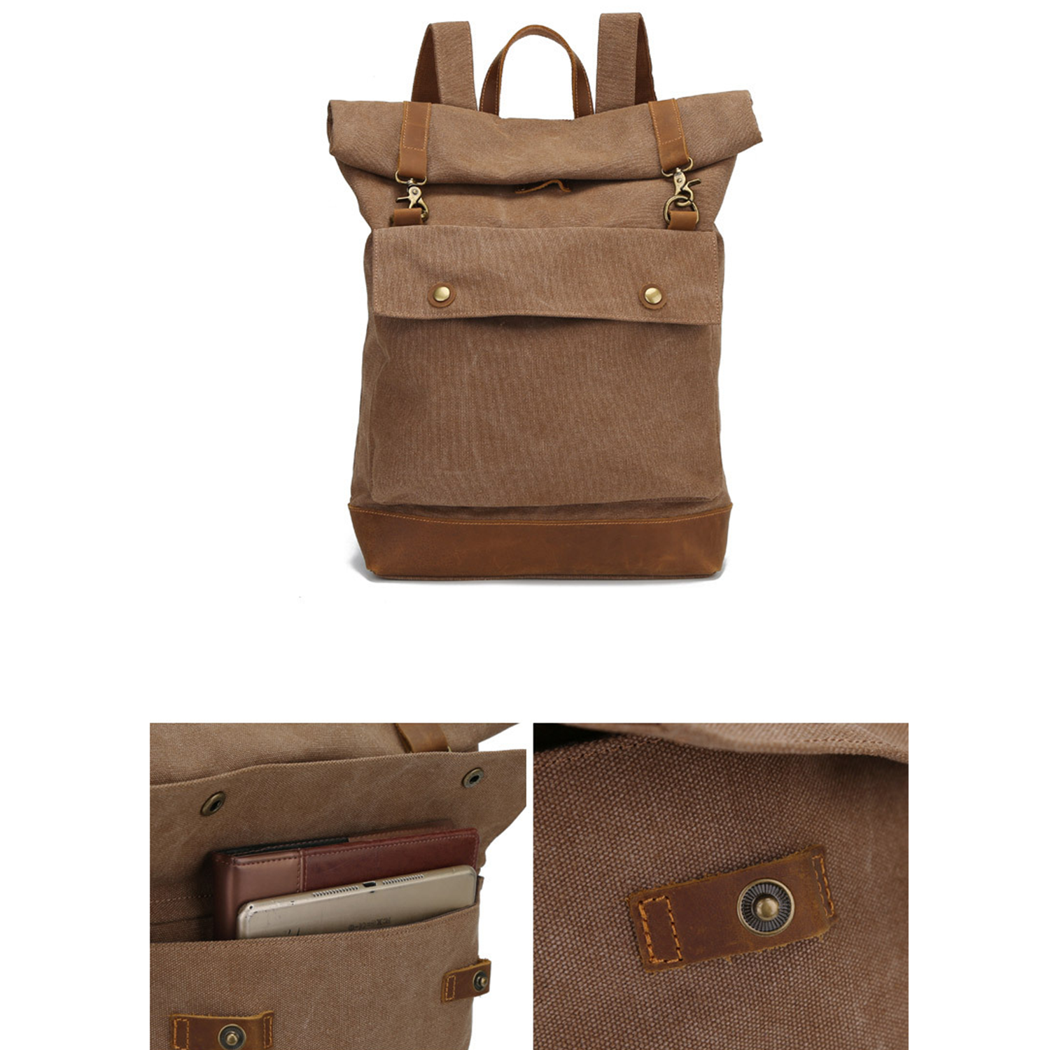 Vintage Classic Rucksack Canvas Backpack for Campus 4
