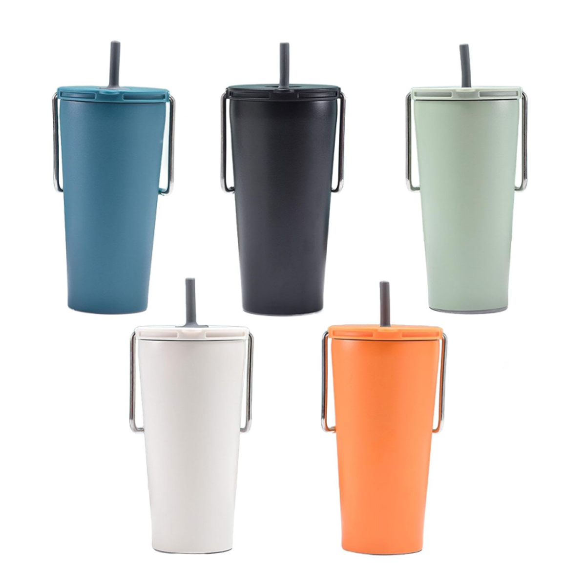 20Oz. Stainless Steel Handle Tumbler with Straw Lid 6