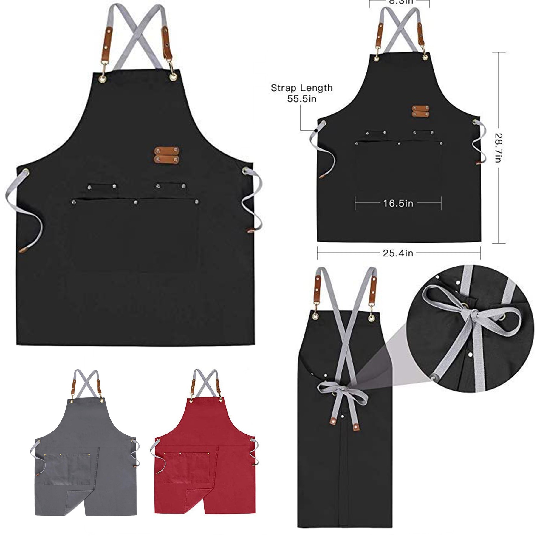 Cross Back Apron for Men Women with Adjustable Strap 3