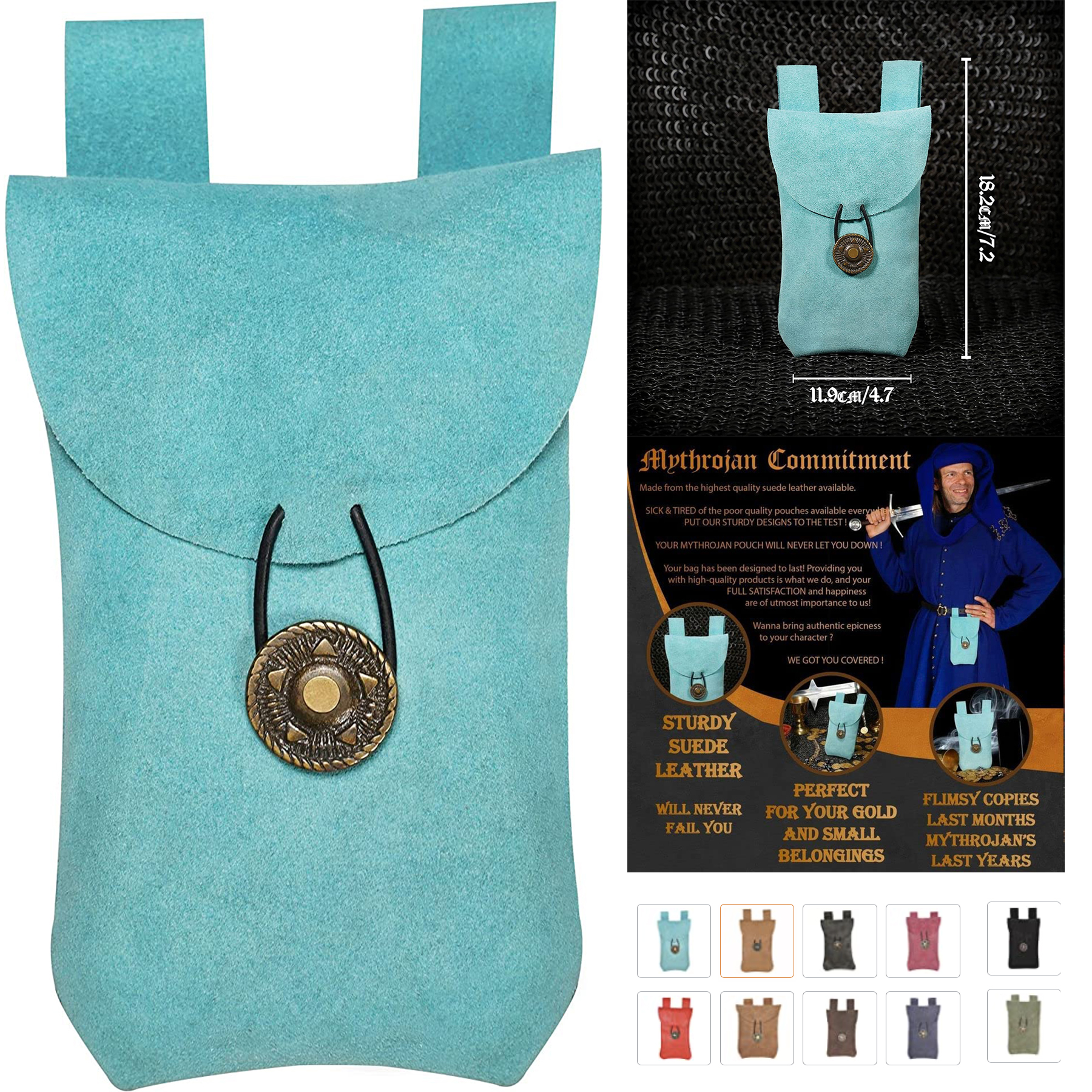 Medieval Renaissance Suede Jewelry Belt Pouch