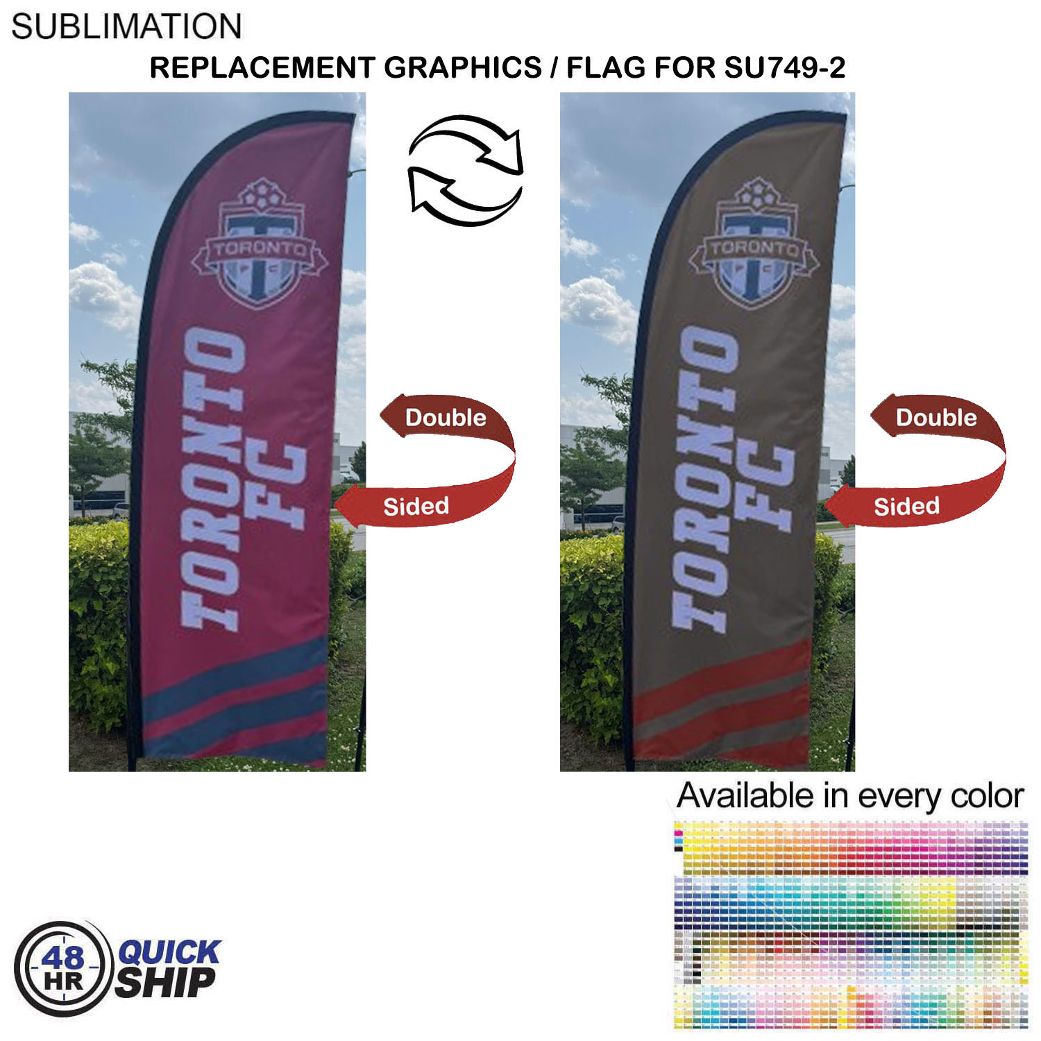 48Hr Quick Ship - Replacement Flag for 8.5' Small Feather Flag Kit, Full Color Graphics Double Sided 2