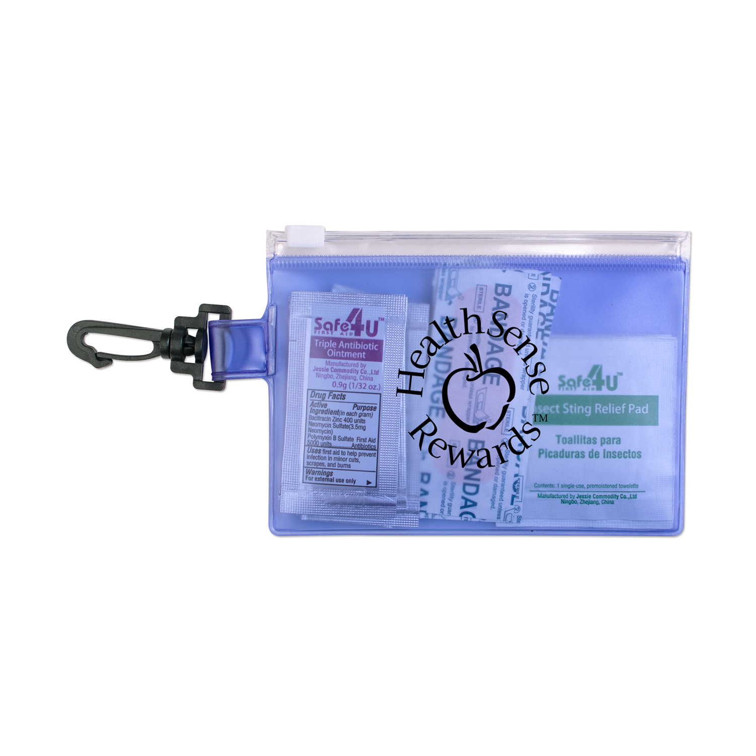 First Aid in Zip Close Pouch with Carabiner 2