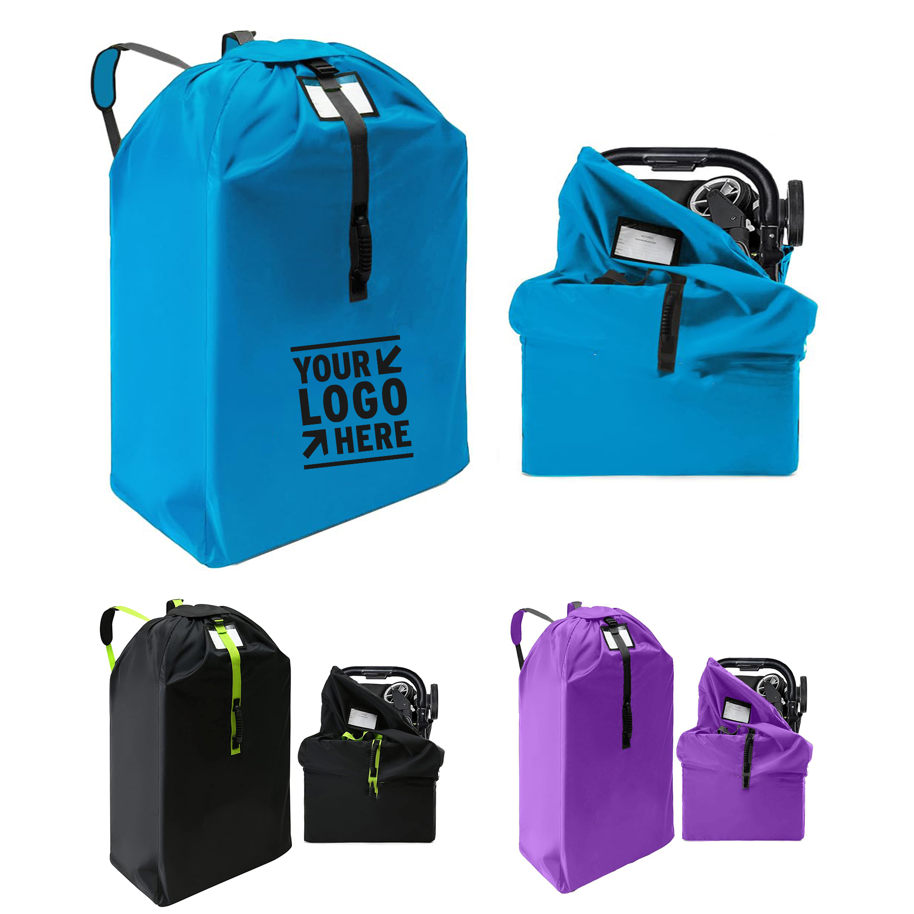 Travel Heavy Duty Durable Sizeable Water Resistant Double Stroller Bag with Adjustable Strap 2