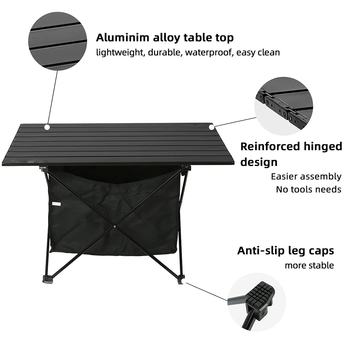 Ultralight Aluminum Camp Table with Storage Bag 2