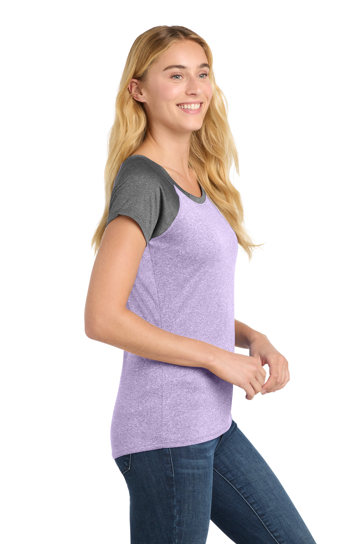 Sport-Tek Women's Heather-On-Heather Contender Scoop Neck Tee. LST362 37