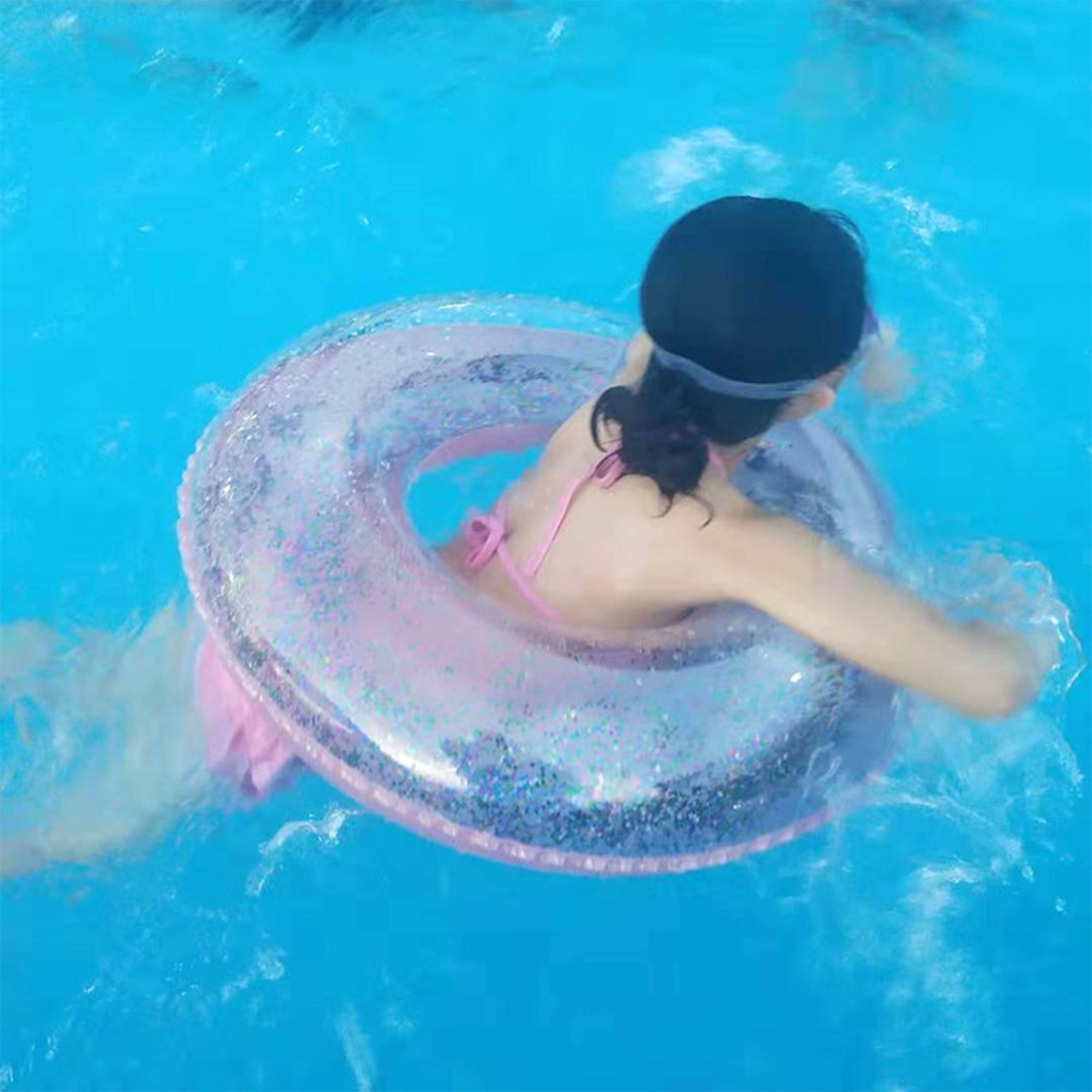 18-wire PVC transparent flash inflatable swimming ring 2