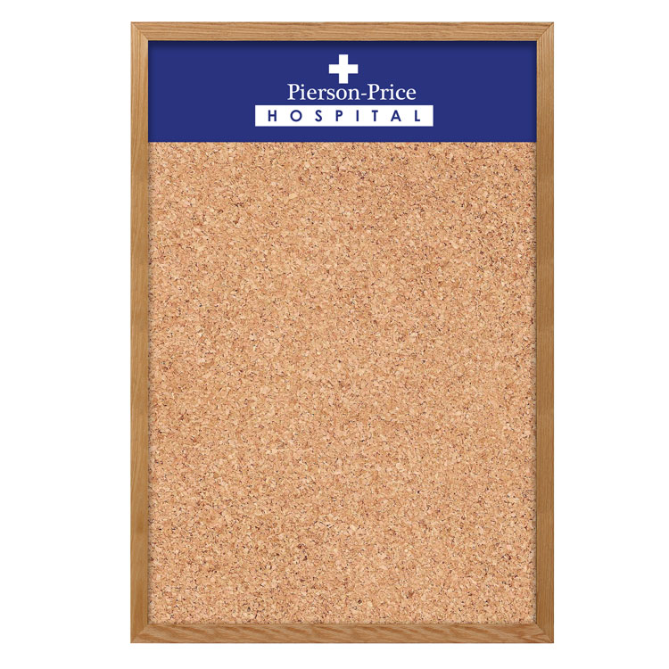 Wall Oak Frame Cork Board 48"w x 72"h"